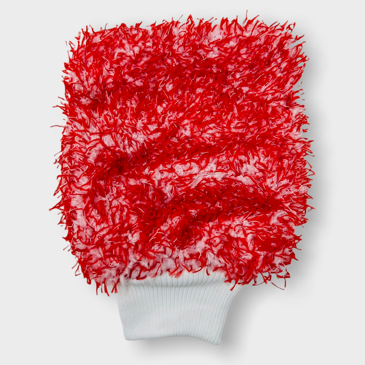 Gant de toilette en microfibre rouge et blanc